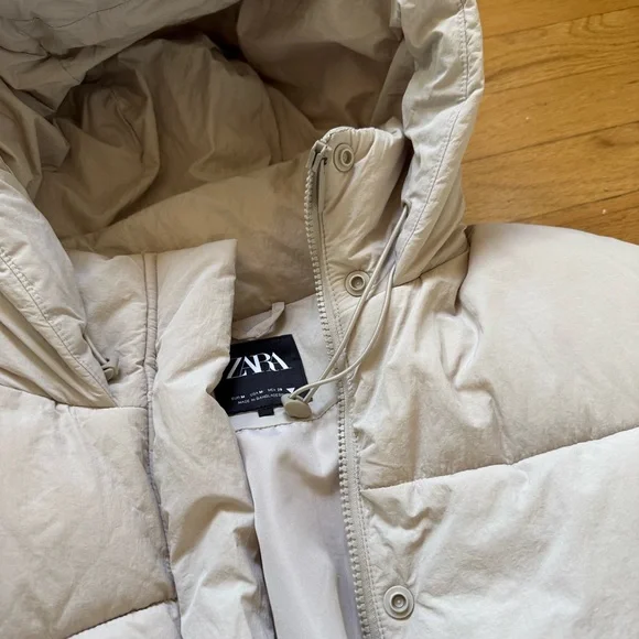 ZARA WATER-REPELLENT PUFFER ANORAK - Ecru Winter Jacket - Picture 10 of 10